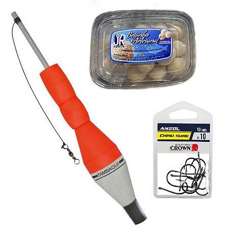 Kit 1 Torpedo JRPesca + 1 Bejiinho Artesanal JRPesca + Anzol Chinu Sure 10 Crown