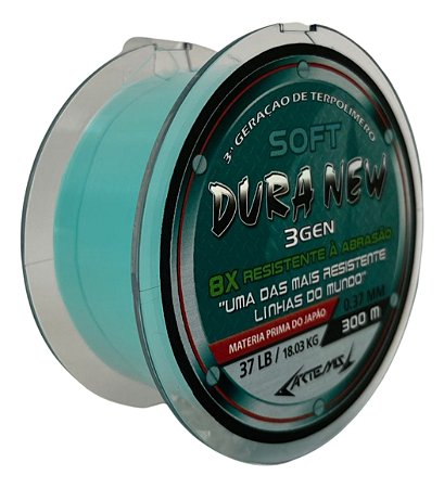 Linha Monofilamento Dura New Soft Azul Esmeralda 300m 0,37mm