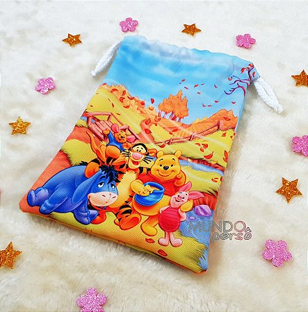 5 Sacolinhas Luxo 18cm x 25cm Ursinho Pooh