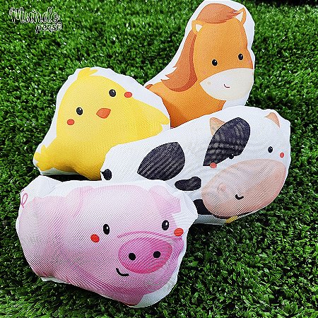4 Mini-Almofadas Recortadas Fazendinha