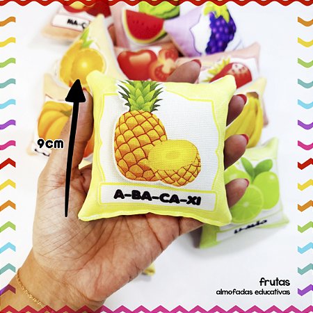 Kit 12 Almofadas 9cm Educativas Frutinhas