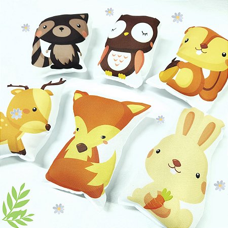 6 Mini-Almofadas Recortadas Bosque Encantado