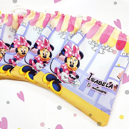 5 Sacolinhas Luxo 18cm x 25cm Minnie Confeitaria