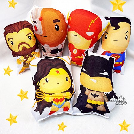 6 Mini-Almofadas Recortadas Super Heróis DC