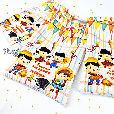 5 Sacolinhas Luxo 18cm x 25cm Festa Junina