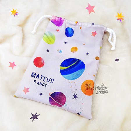5 Sacolinhas Luxo 18cm x 25cm Planetas
