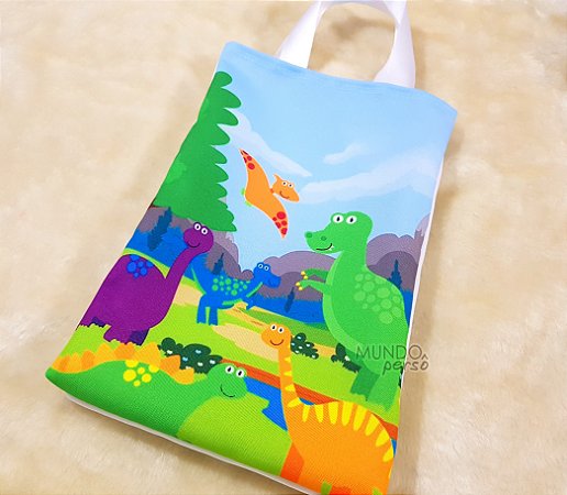 5 Sacolas com Alça 18cm x 25cm Dinossauro