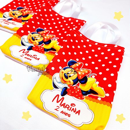 5 Sacolas com Alça 18cm x 25cm Minnie