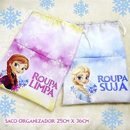 Saco Organizador 36cm x 25cm Roupa Suja e Roupa Limpa FROZEN