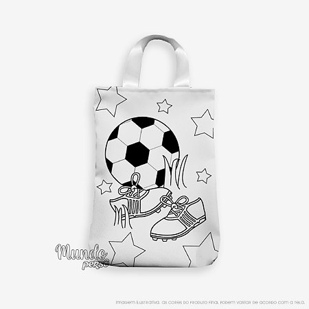 5 Sacolas com Alça 18cm x 25cm Futebol para Colorir