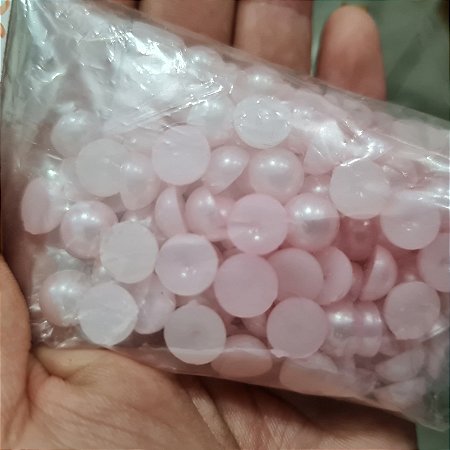 Meia Perola Abs 8 mm Rosa Claro 25g