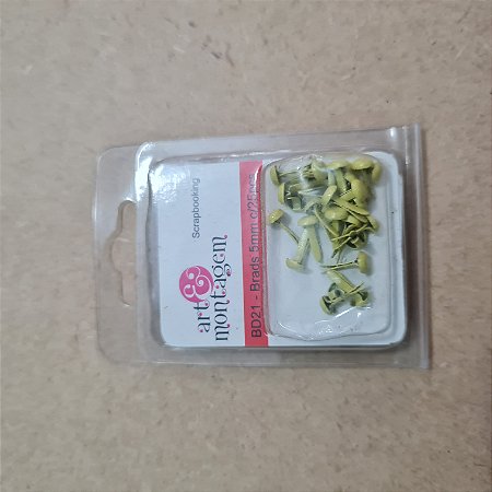Brads para Scrapbooking 5mm com 25pçs - Amarelo