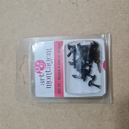 Brads para Scrapbooking 5mm com 25pçs - Preto
