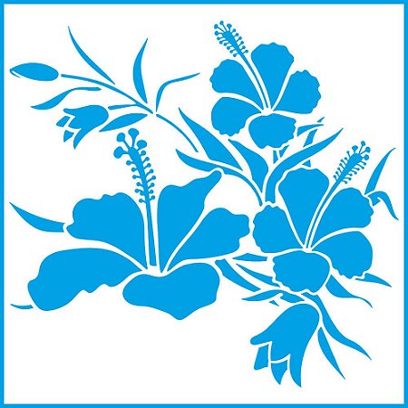 STXX-067 - STENCIL - ARRANJO TROPICAL, HIBISCOS