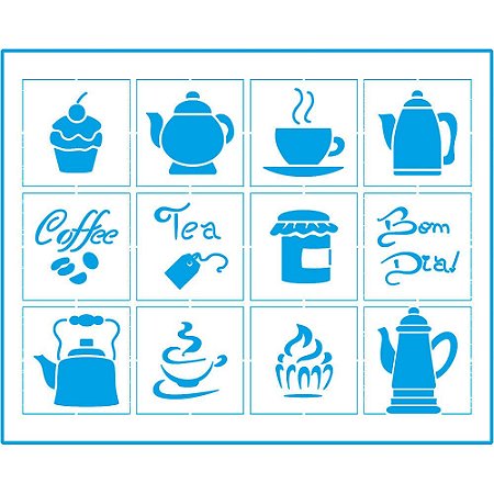 STR-085 - STENCIL - COFFEE AND TEA