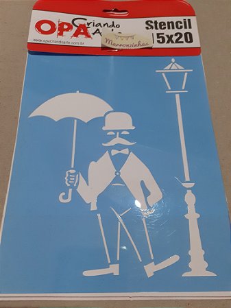1143- Stencil Opa 15x20 Cavalheiro antigo