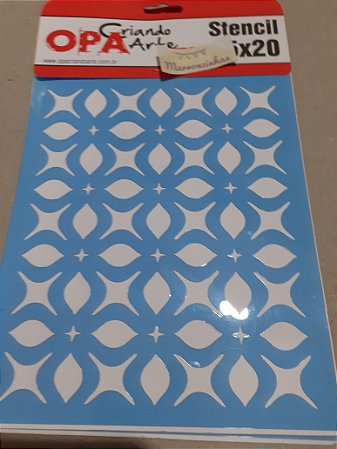 2345- Stencil Opa 15x20 Estamparia flor 4 pontas