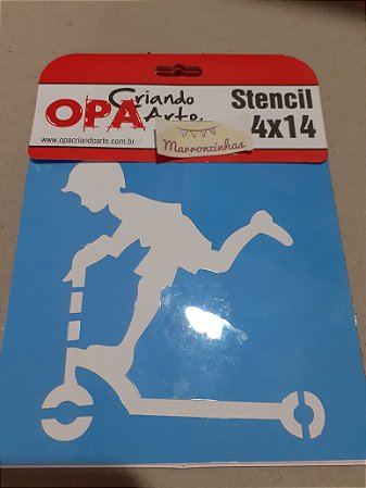 1822 Stencil Opa 14x14 Menino patinete