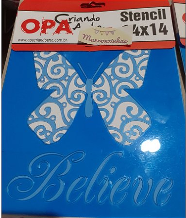 1370 Stencil Opa Duplo 14x14 Borboleta belive