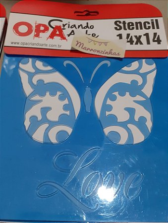 1373 Stencil Opa Duplo 14x14 Borboleta love