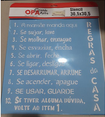 2202- Stencil Opa 30,5x30,5 Regras da casa