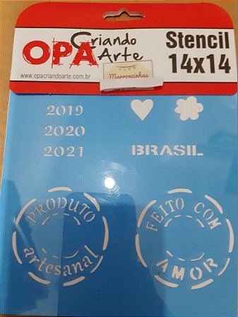 1741- Stencil Opa 14x14 Selo Artesanal