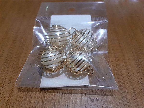 Pingente de perola dourado liso redondo