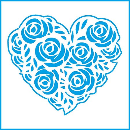ST-X-352 - STENCIL - CORAÇÃO DE ROSAS