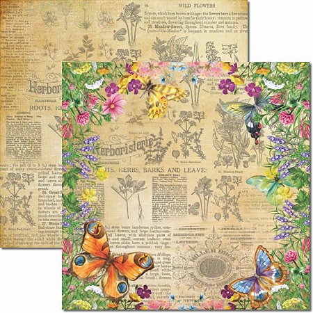 SC-657-Botânica 3 - Papel para Scrapbook Dupla Face