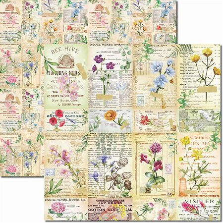 SC-660-Botânica 6 - Papel para Scrapbook Dupla Face