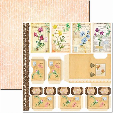 SC-665-Botânica 11 - Papel para Scrapbook Dupla Face