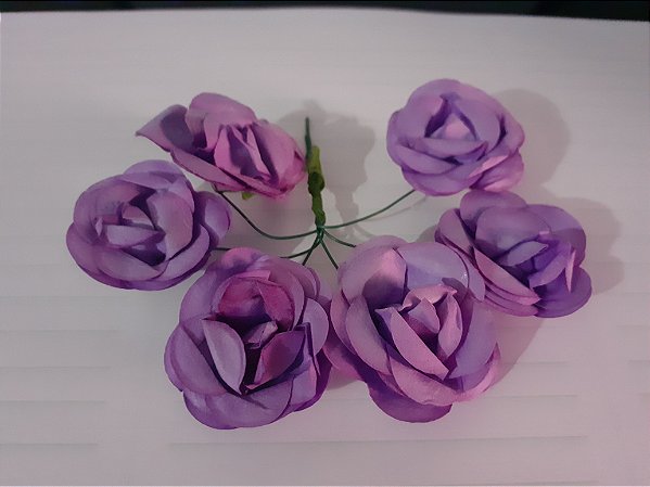 Flor de papel 3,5cm - 6 peças - lilás