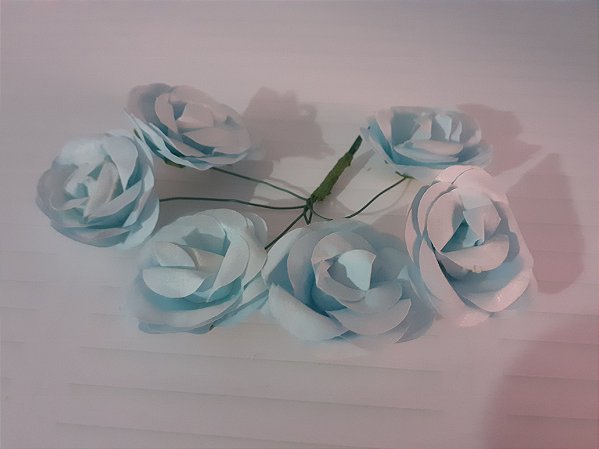 Flor de papel 3,5cm - 6 peças - Azul claro