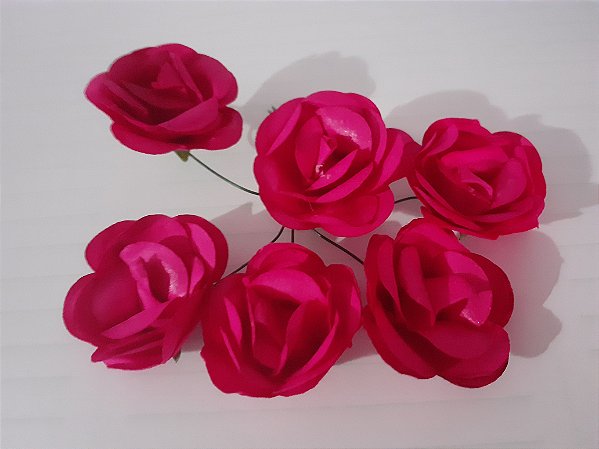 Flor de papel 3,5cm - 6 peças - pink