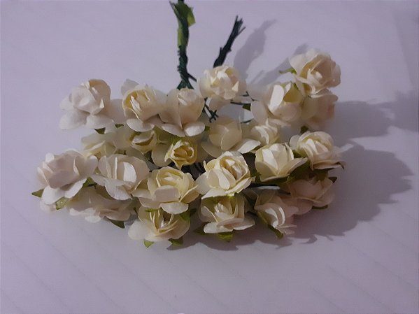 Flor de papel 1,5cm - 24 peças - bege