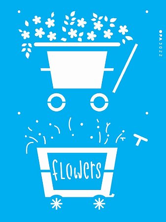 3022- Stencil Opa 15x20 Farmhouse carrinho de flores
