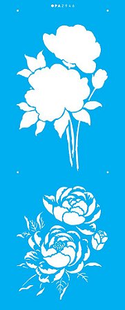2946- Stencil Opa 17x42 Flores camelias