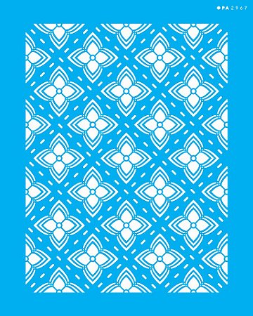 2967 - Stencil Opa 20x25 - Estamparia flores 4 pontas
