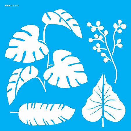 2598- Stencil Opa 30,5x30,5  Plantas Tropicais