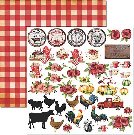 SC-691- Farm House 7 - Papel para Scrapbook Dupla Face