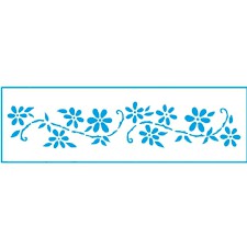 STE-161 - Stencil Estreito - Barrado e flores