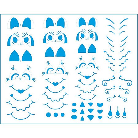 STR-173 - Stencil Retangular - Carinhas, rostinhos