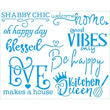 STR-249- Stencil Retangular - Kit Cozinha - Frases