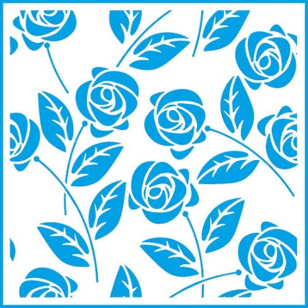 STXX-042 - Stencil 20x20cm - Estampa de Rosas