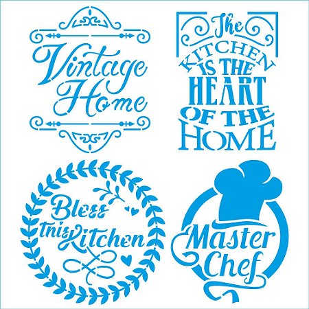 STXX-249- Stencil 20x20cm - Kit Cozinha - Selos