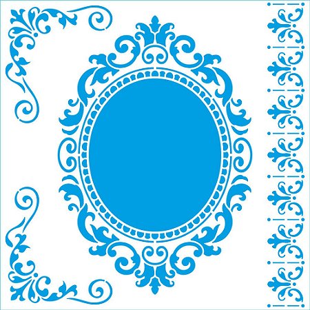 STXX-250- Stencil 20x20cm -Coleção Memórias Vintage - Moldura Arabesco