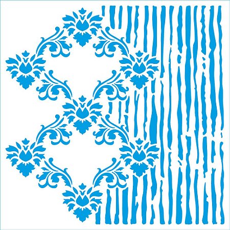 STXX-257- Stencil 20x20cm - Coleção Mix Média - Arabescos e Listras