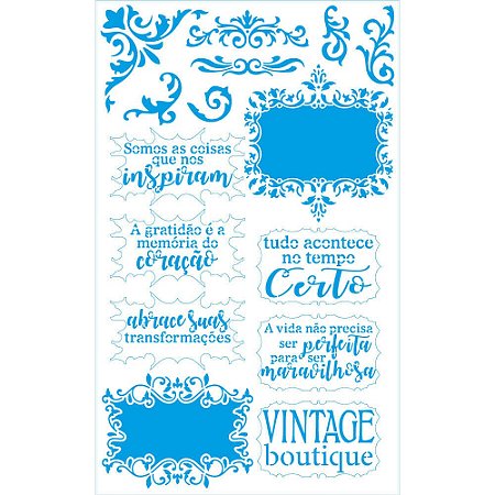 ST-435 - Stencil -Coleção Memórias Vintage - Selos Vintage