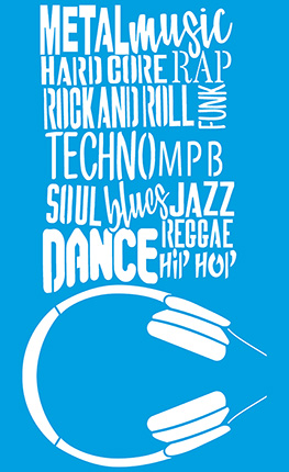 ST-387 - Stencil - Estilos Musicais e Fone