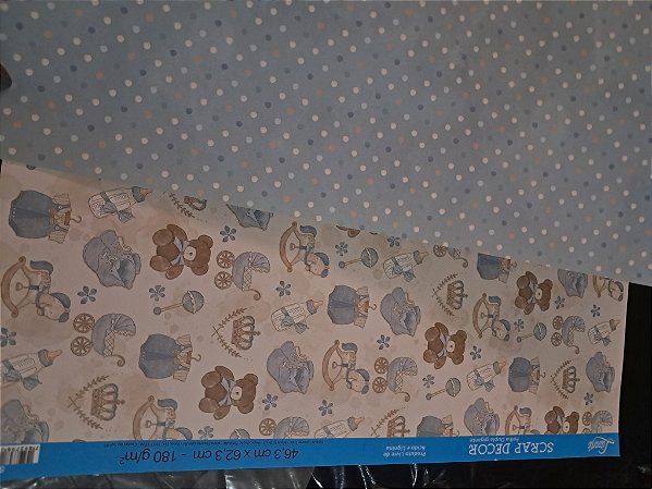 SDG-021 - Papel para Scrapbook Dupla Face Gigante - Ursinho azul